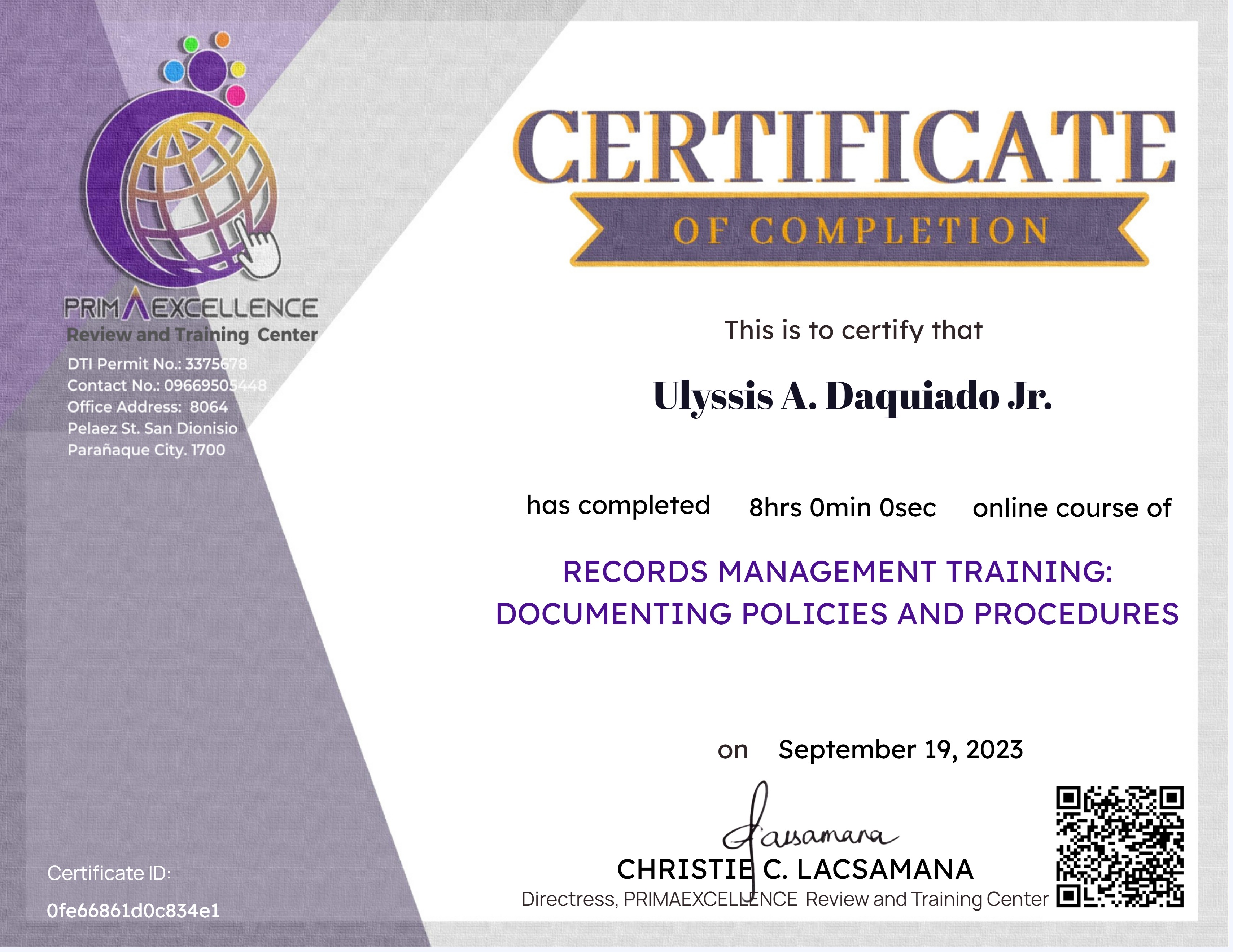 RECORDS MANAGEMENT TRAINING: DOCUMENTING POLICIES AND PROCEDURES