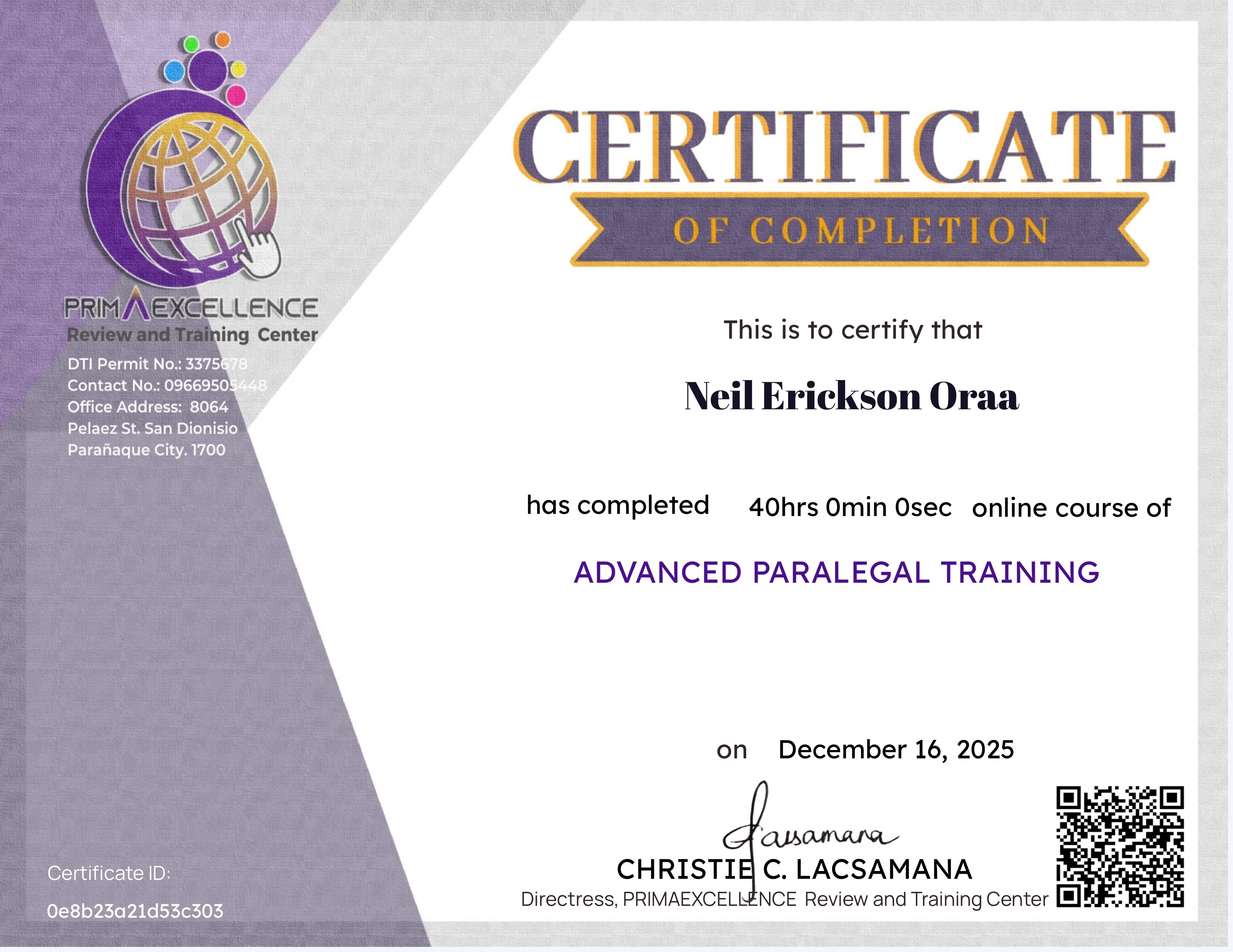 ADVANCED PARALEGAL TRAINING