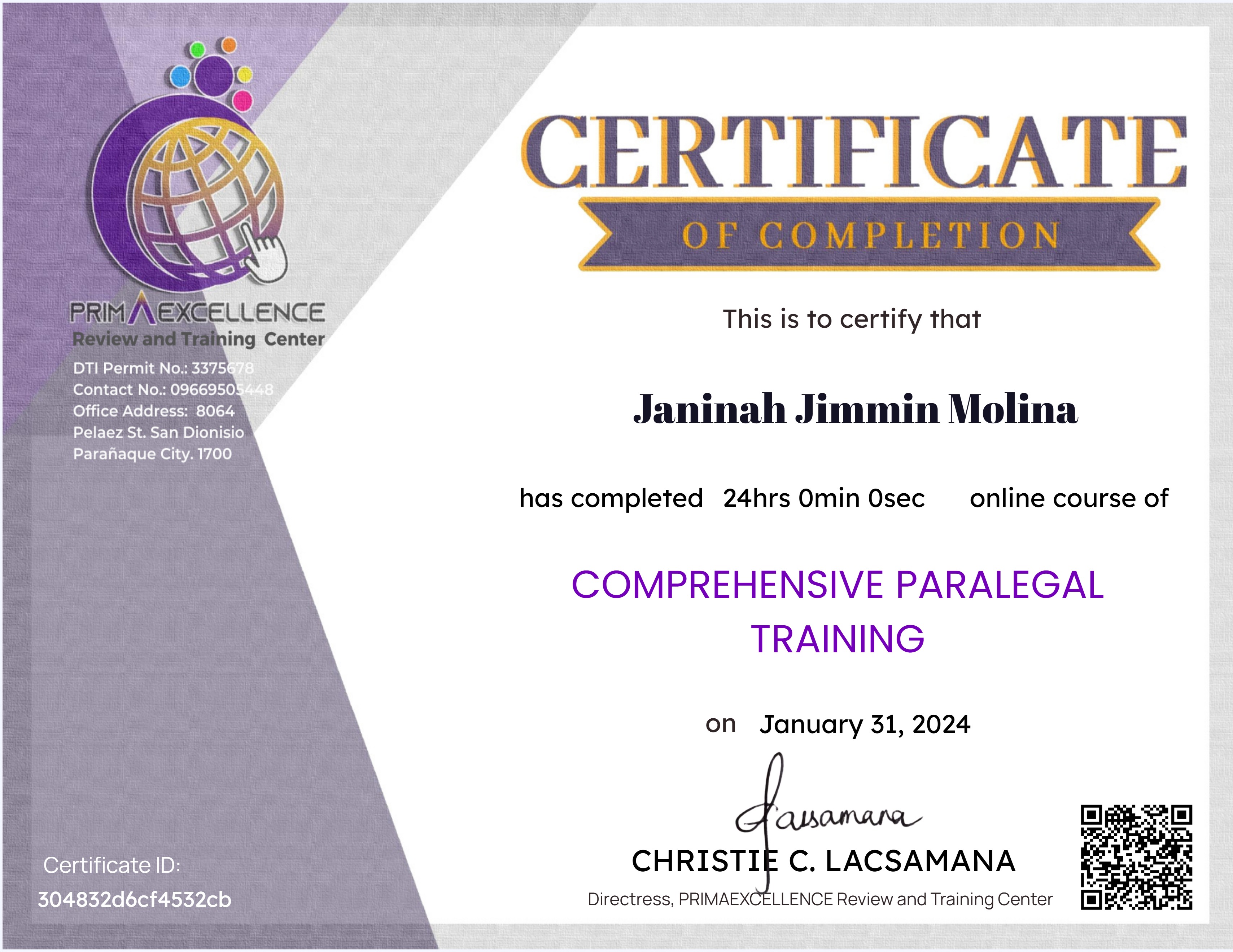 COMPREHENSIVE PARALEGAL TRAINING